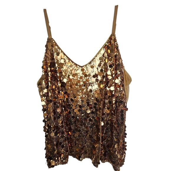 Torrid Sophie Sequin Swing Cami Gold Sequin Holiday Party Glam Yacht Gala Sz 5X - Picture 2 of 10